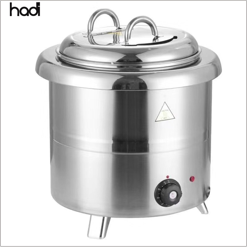 Hospital kitchen buffet warmer station stainless steel soup warmer silver hadi soup kettle 11 liter electric soup kettle pot