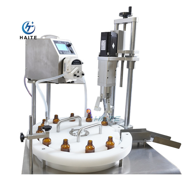 Rotary Automatic Essential Oil Eye Drops Liquid Glue Filler Glass Small Bottle Blood Tube Vial Reagent Filling Capping Machine