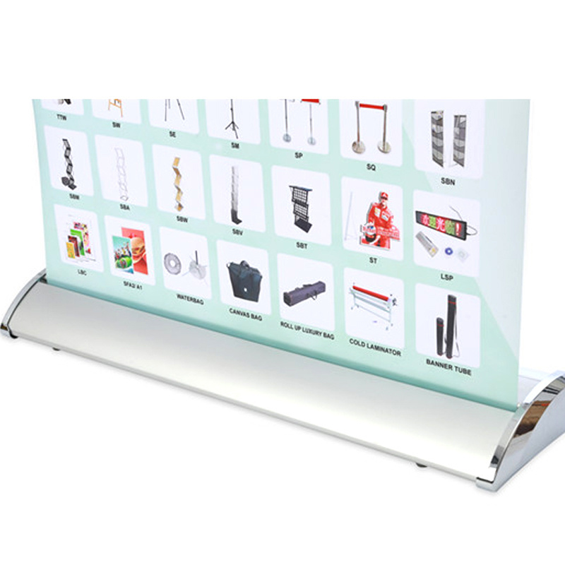 Exhibition trade show roller standee retractable advertising flex display banner wide base aluminum roll up stand for promotion