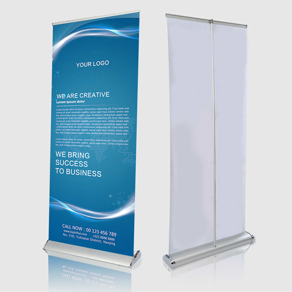 Trade show exhibition activities aluminum portable stand  pull up banner screen heavy duty teardrop roll up stand for promotion