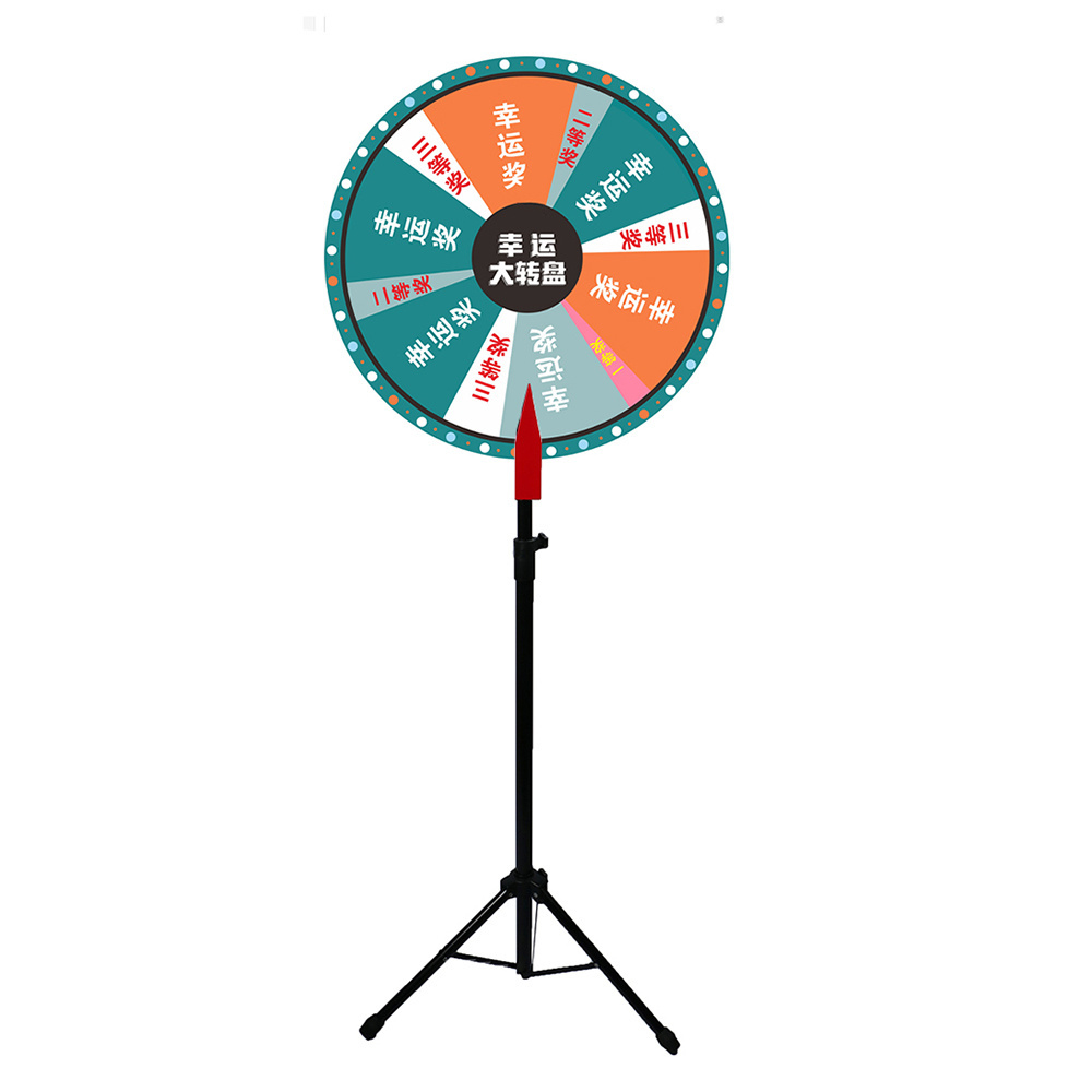 24inch round floor standing color spinning prize wheel spin to win game god of fortune with dry erase marker