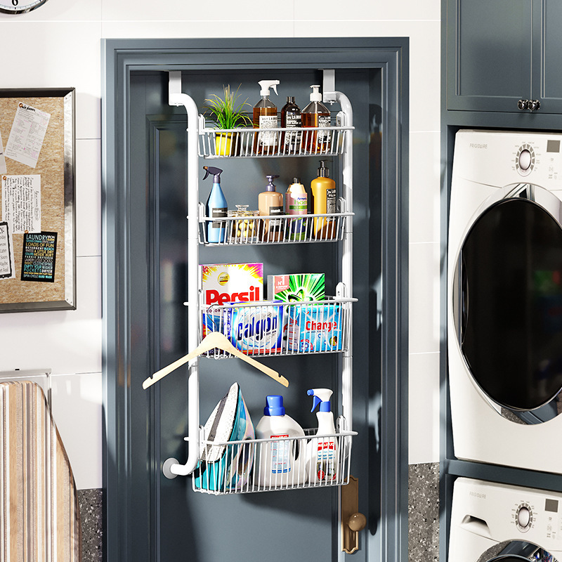 Bathroom 4 Layers Over the Door Pantry Organizer Towel Rack Behind Door Kitchen Storage for Pantry