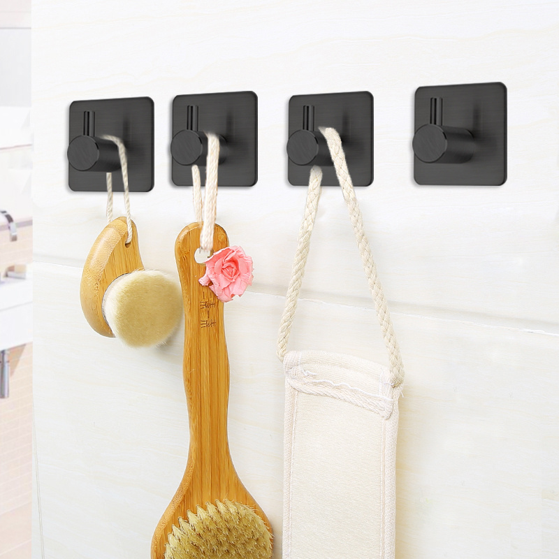 4 pack Waterproof Adhesive Towel Hooks Heavy Duty Stick on Wall Shower Hooks for Bathroom Kitchen Door