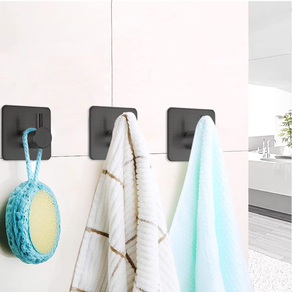 4 pack Waterproof Adhesive Towel Hooks Heavy Duty Stick on Wall Shower Hooks for Bathroom Kitchen Door