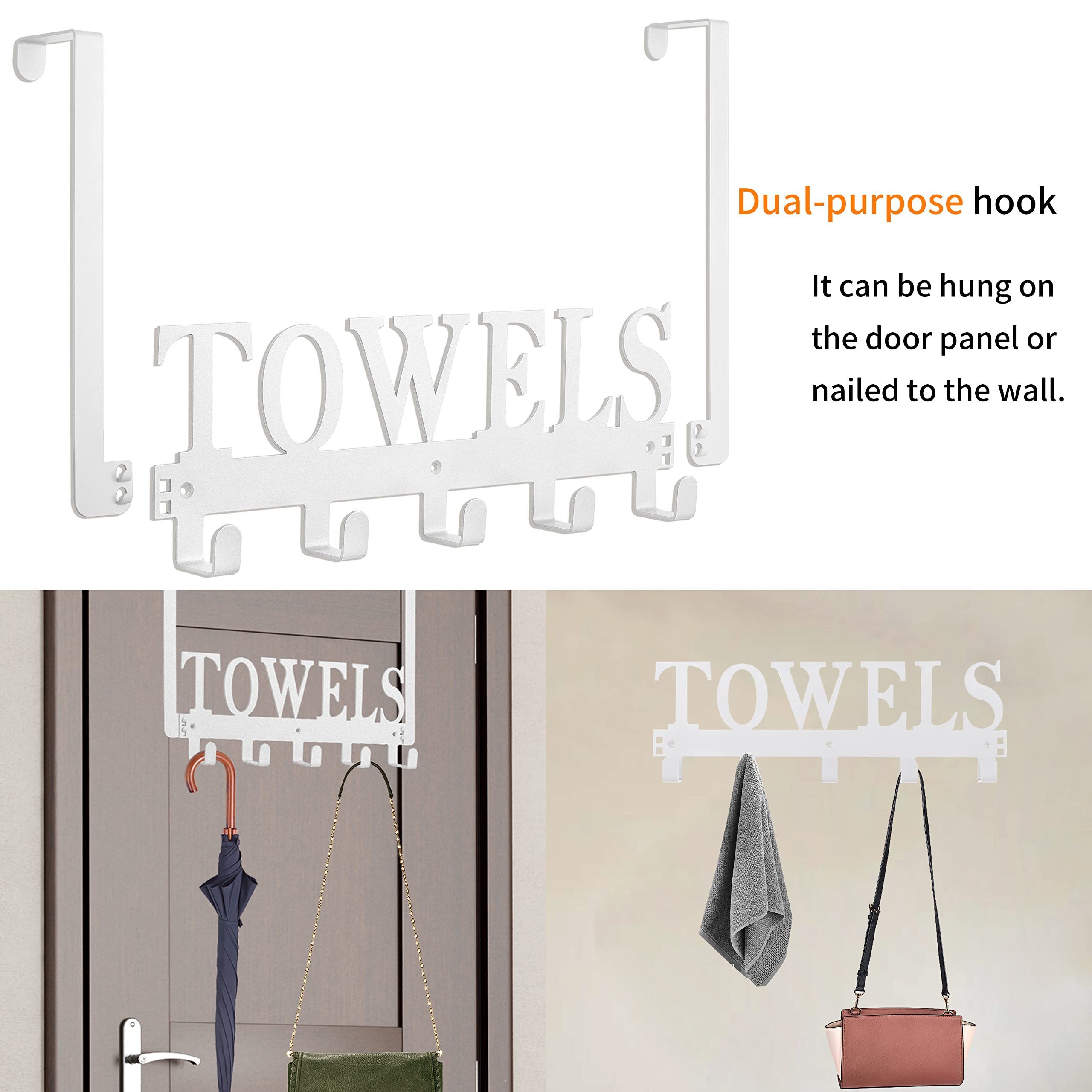 Metal Door Towel Holder Hooks Door Mount Towel Rack for Bedroom Kitchen Pool Beach Bathrobe