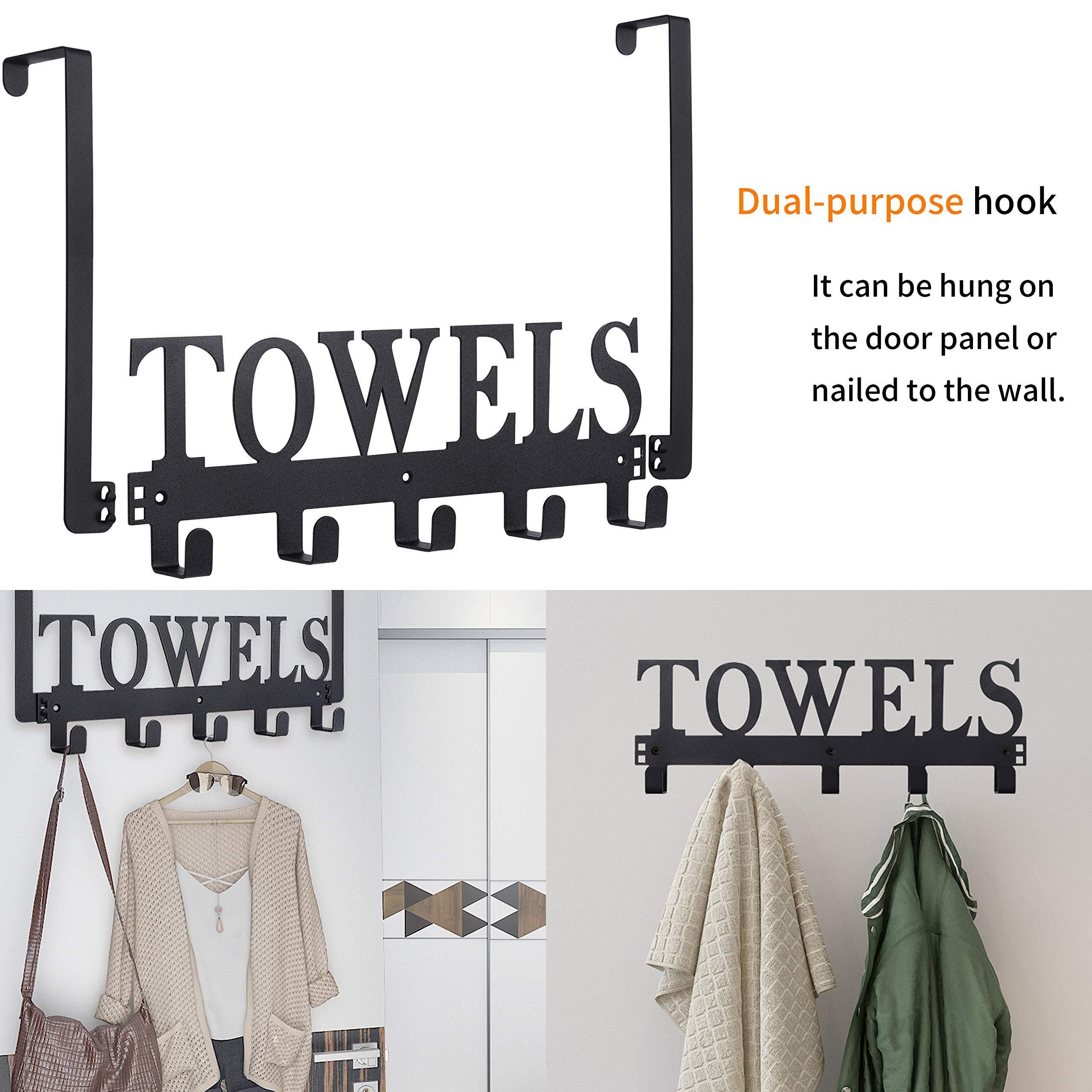 Metal Door Towel Holder Hooks Door Mount Towel Rack for Bedroom Kitchen Pool Beach Bathrobe