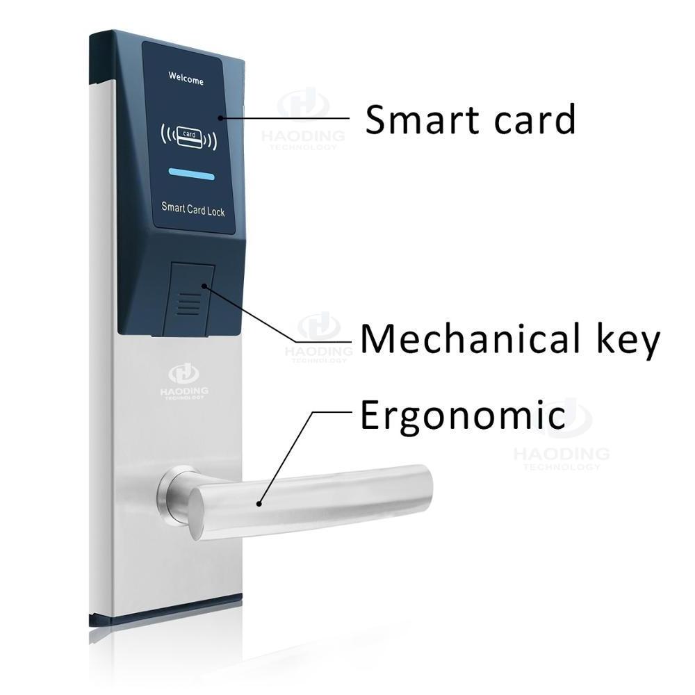 Free system 304 stainless steel swipe M1 T57 smart card hotel rf smart key card door lock with software