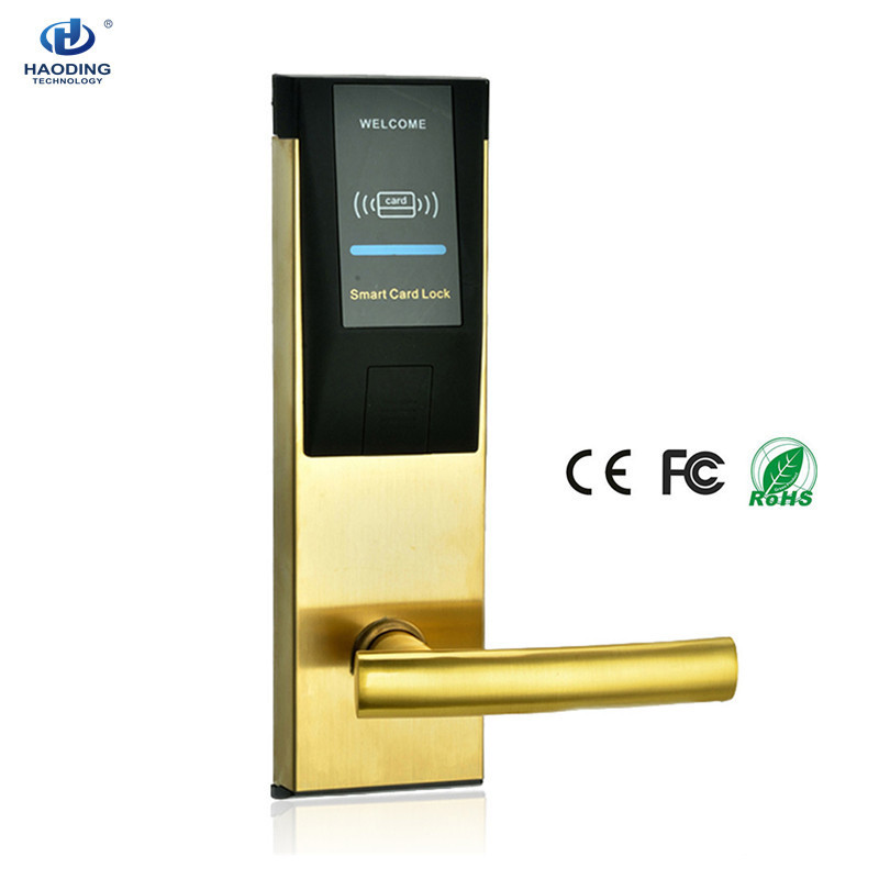 Free system 304 stainless steel swipe M1 T57 smart card hotel rf smart key card door lock with software