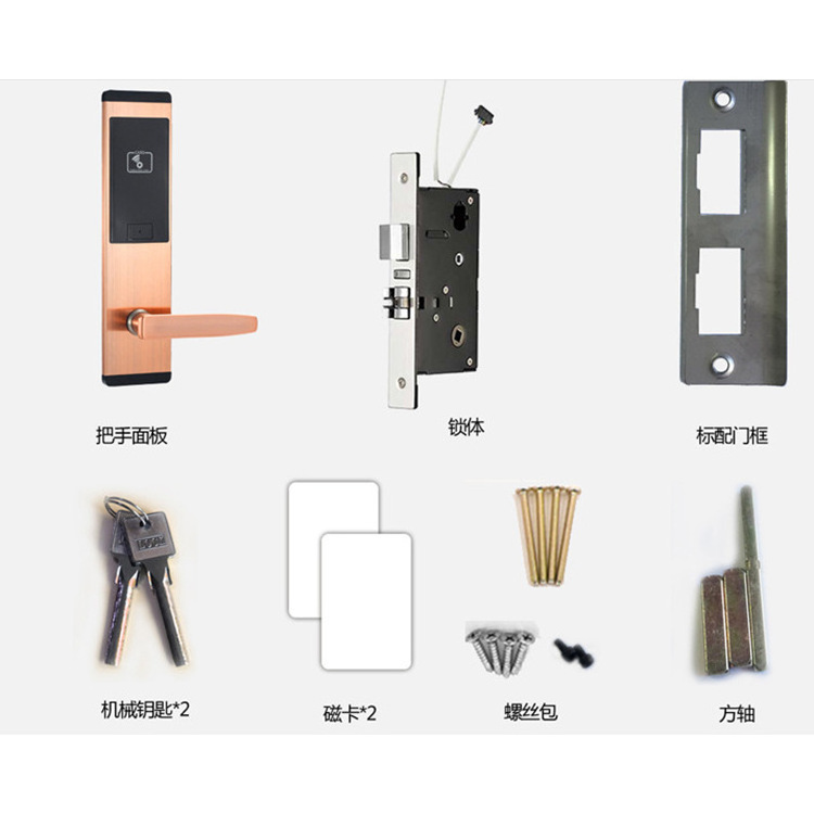 hot selling stainless steel T57 m1 card Silver Copper Gold Black keyless rfid door hotel lock with software