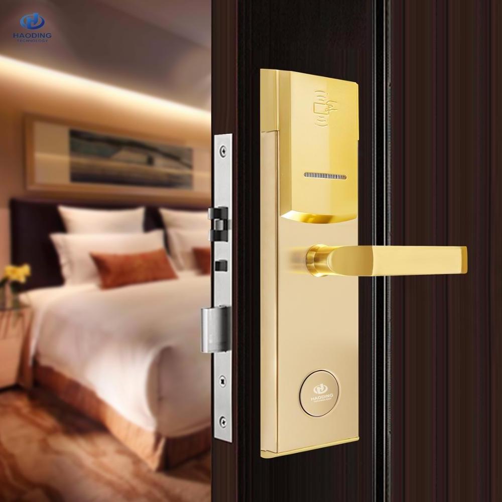 Haoding stainless steel smart key card commercial hotel door lock with free software