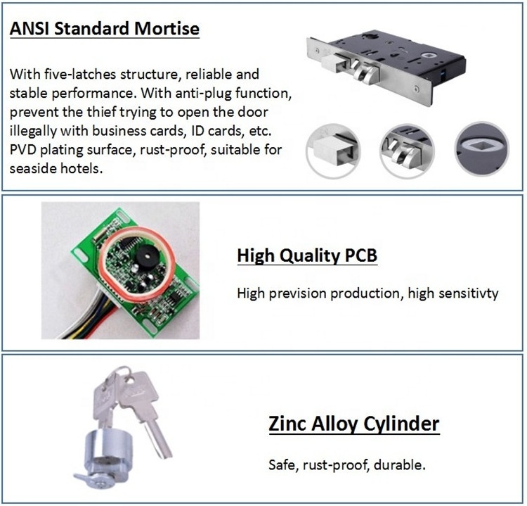 Free system 304 stainless steel swipe M1 T57 smart card hotel rf smart key card door lock with software