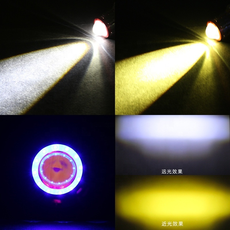 HYML Double Color  Projector Lens Motorcycle Headlight Bulbs H6 BA20D H4 LED Hi Lo beam Moto LED Motorbike LED Lamps With Angels