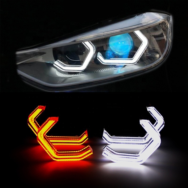 HYML Newest dual color Concept M4 Style Iconic car LED Angel Eyes halo rings led headlight