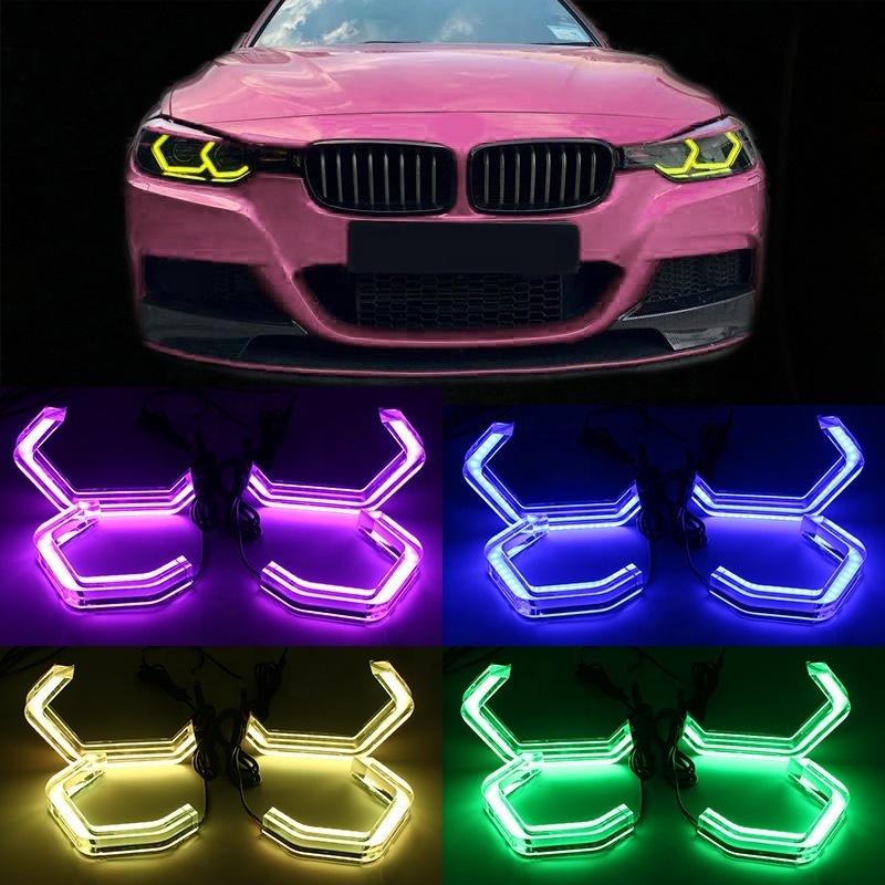 HYML Newest dual color Concept M4 Style Iconic car LED Angel Eyes halo rings led headlight