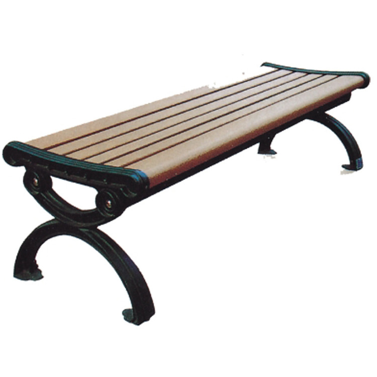 Composite Furniture Patio Backrest Armrest Stainless Steel Legs Plastic Soild Wood Slat Street Park Outdoor Garden Bench