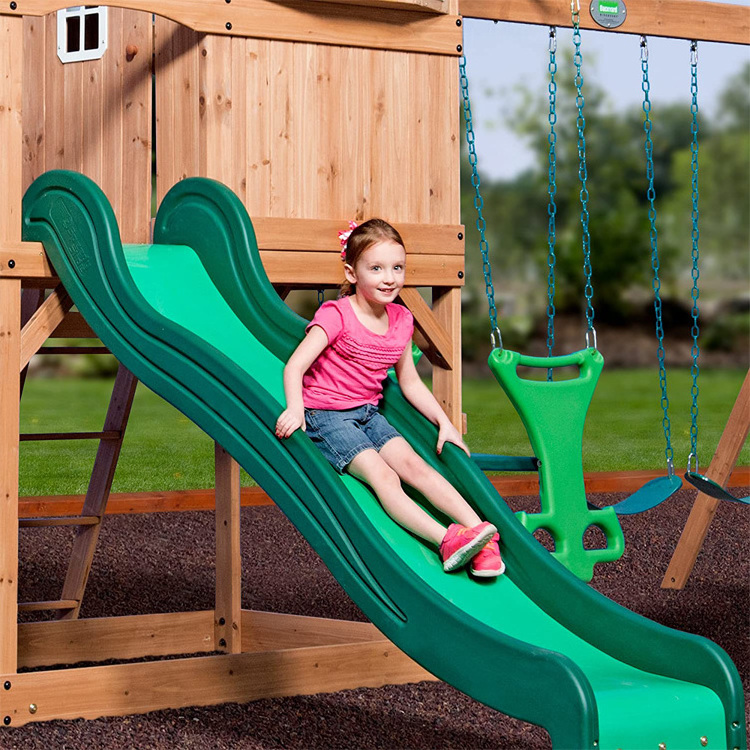 Factory Combined Preschool Toddler Backyard kids Slide Rope Climbing Outdoor play sets Children Wooden Playground With Swing