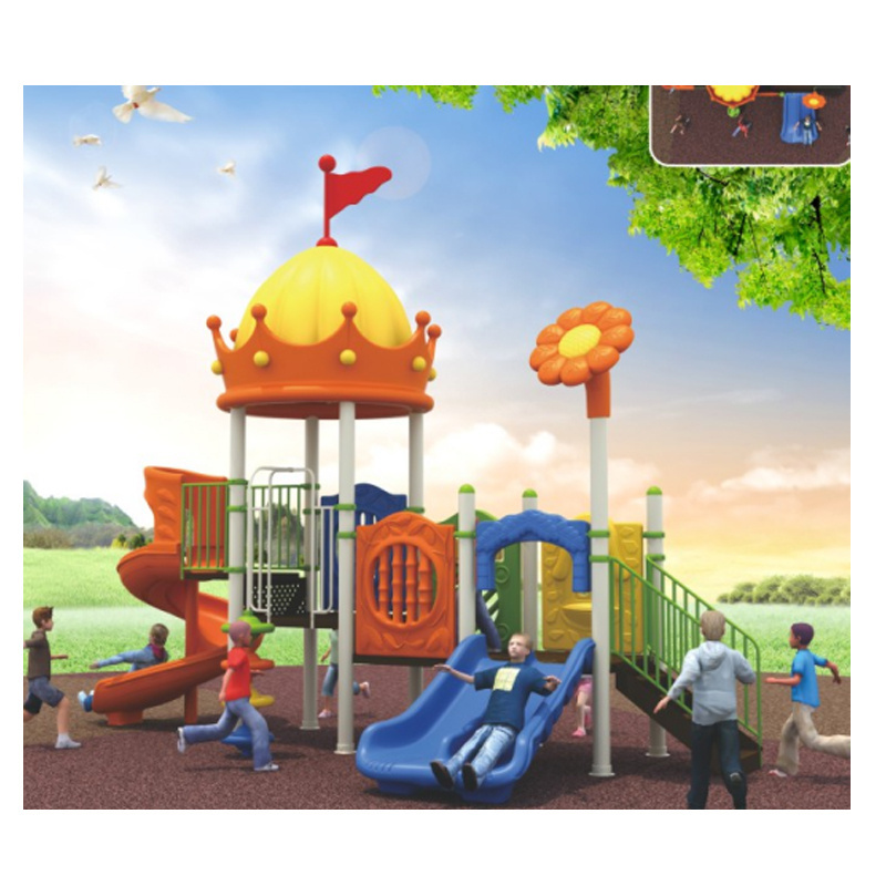 Outdoor Kids Wooden Playhouse With Slide Popular Modern Cubby House With Plastic Slide play house