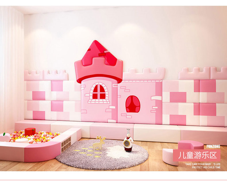 New Arrival Kids Bedroom Safety Wall Padding Pink Castle Anti Collison Wall Pads for Kids Sensory Room