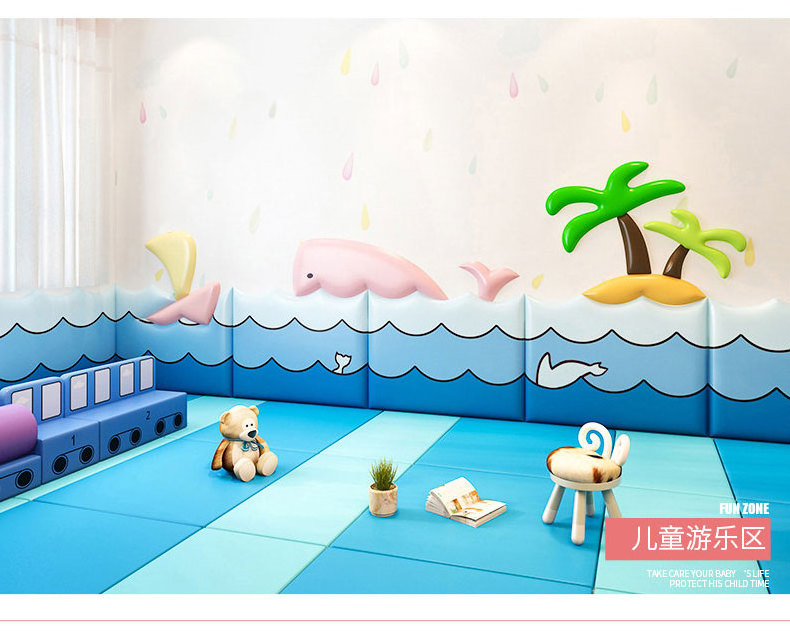 Custom Design Blue Whale Anti Collision Wall Pads Safety Wall Cushion Padding for Kids Indoor Gym