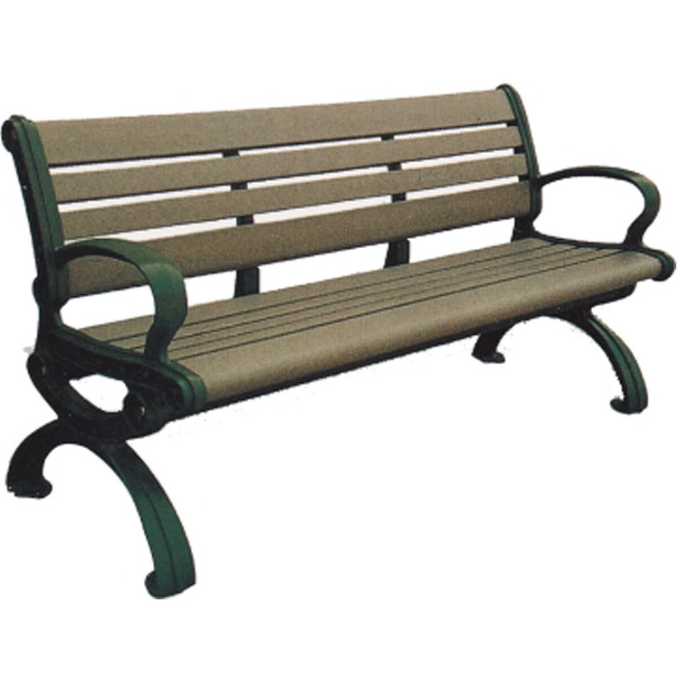 Composite Furniture Patio Backrest Armrest Stainless Steel Legs Plastic Soild Wood Slat Street Park Outdoor Garden Bench