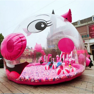 shopping mall pink inflatable bubble house with Millions of ocean ball pools ,Hotel promotion entertainment equipment