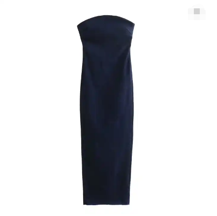 Sexy Strapless Backless Zipper Split Party Blue Denim Female Long Dress For Women Summer Evening Clothes