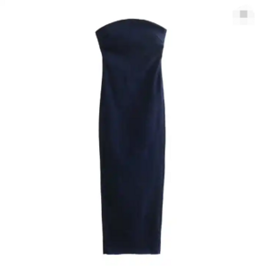 Sexy Strapless Backless Zipper Split Party Blue Denim Female Long Dress For Women Summer Evening Clothes