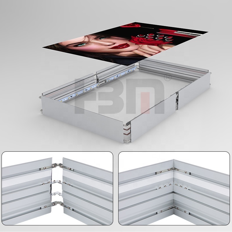 Exhibition background wall aluminium frame led light box frame, shadow box aluminium frame double side light box profile