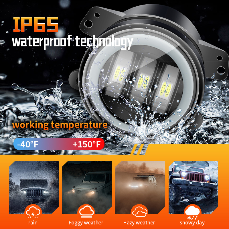 HAIZG Hot Selling 3.5 inch  4 inch led fog light with spotlight 3D Lens IP65 waterproof 55W led fog light for off road vehicles