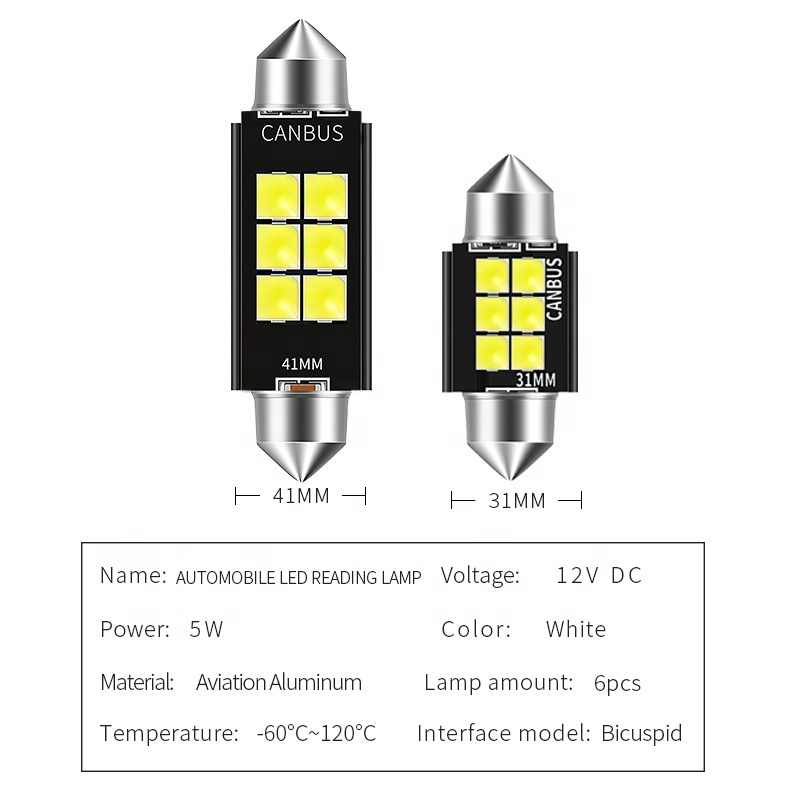 HAIZG Quality 3030 6SMD 6000K White Automotive Accessories Interior Car Lights LED Car Headlight Error Free Canbus