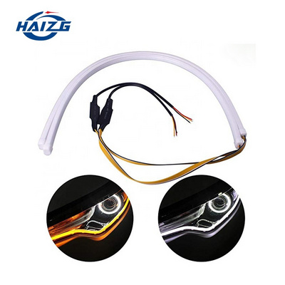 Hotselling 2PCS 60cm Daytime Running Lights Car LED Turn Signal Flexible Headlight Angel Eye DRL Day Light with stream light