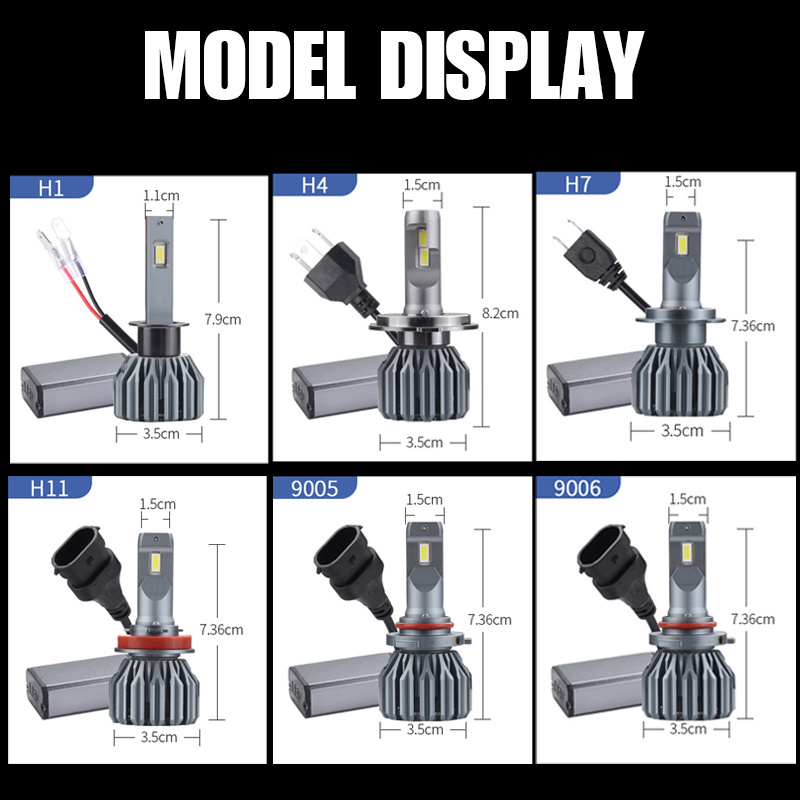 HAIZG Super Bright  50w H11 H4 H7 Led Auto H1 H3 HB3 HB4 9005 9006 H11 Car h4 H7 LED Headlights bulb