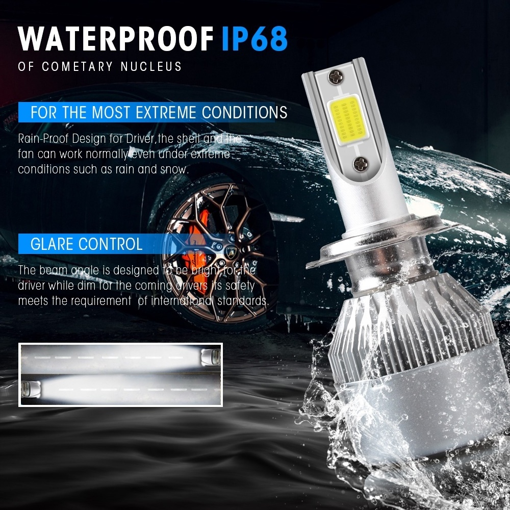 C6 Car LED headlight bulbs H1 H3 H7 H8 H9 H10 H11 9005 9006 H13 H4 72W 16000lm COB Auto DRL fog lamps LED headlights