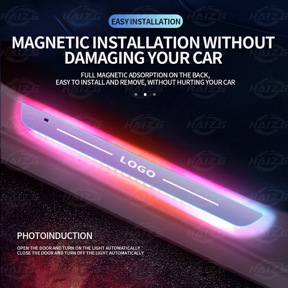 HAIZG New custom 2pcs 4pcs car door sill led welcome pedal light USB charging decorative led light for cars