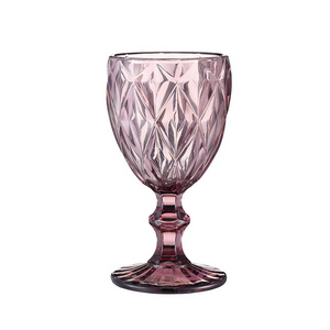 Lead free vintage pink colored wedding blue champagne water glasses pink wine glass goblets in pink