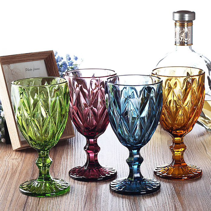 Wholesale Customized Color Wine Glass Water Goblet Colored Glassware