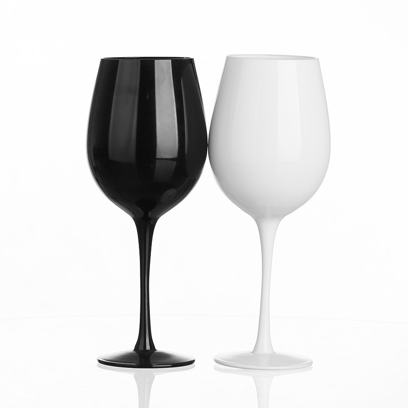 Wholesale Custom Logo 300ml  Colored Champagne Flute Goblet Black Wine Glasses