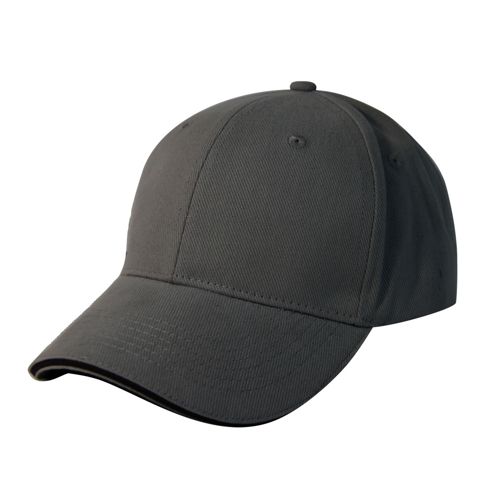 Promotion Hat 6 Panel Blank Basic Sport Caps Heavy Brush Cotton Twill Sandwich Baseball Cap Without Logo