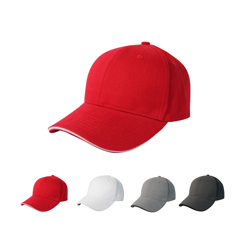 Promotion Hat 6 Panel Blank Basic Sport Caps Heavy Brush Cotton Twill Sandwich Baseball Cap Without Logo