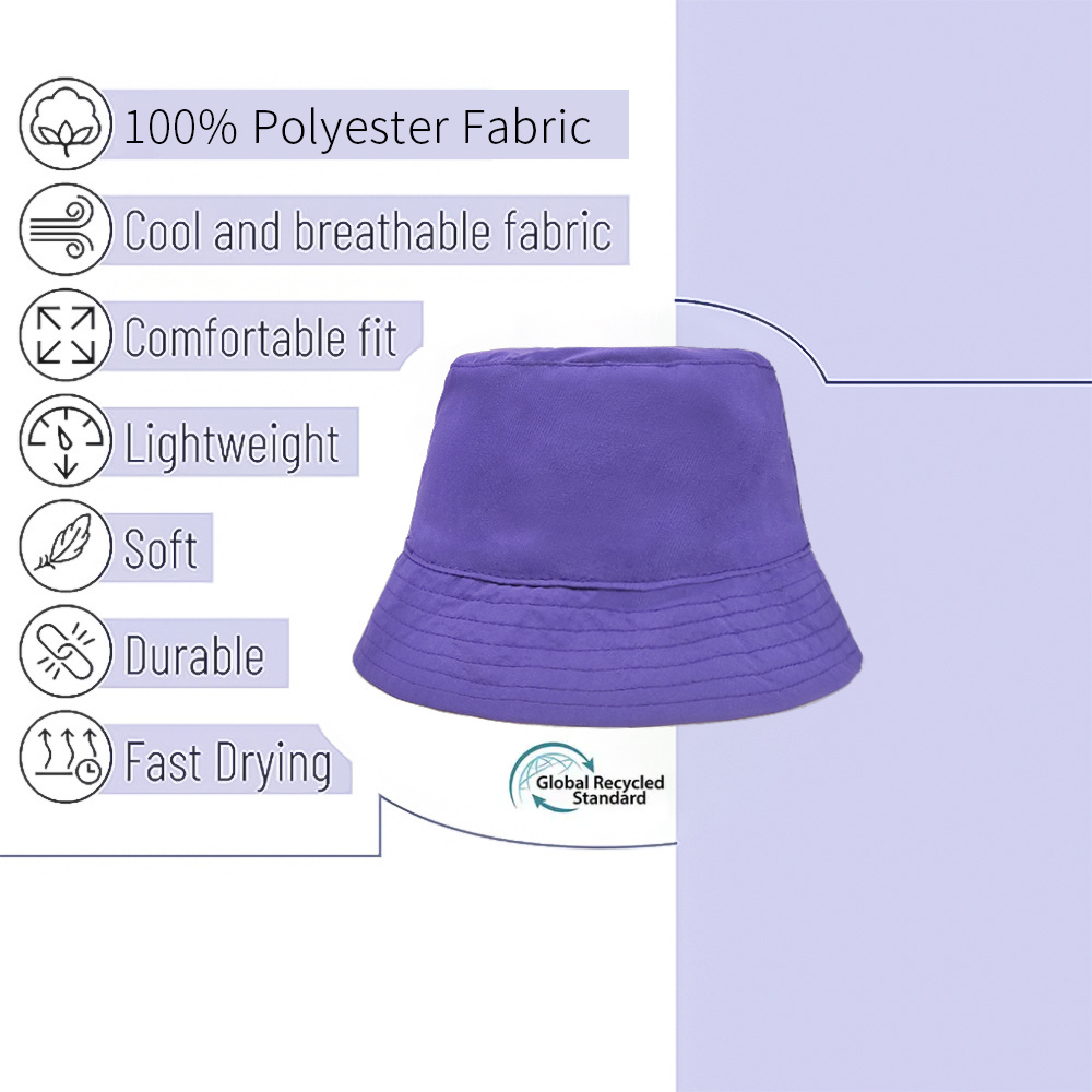 GRS Recycled Fabric Embroidery Logo Design Plain 100% Polyester Blank Bucket Hat Fit For Children