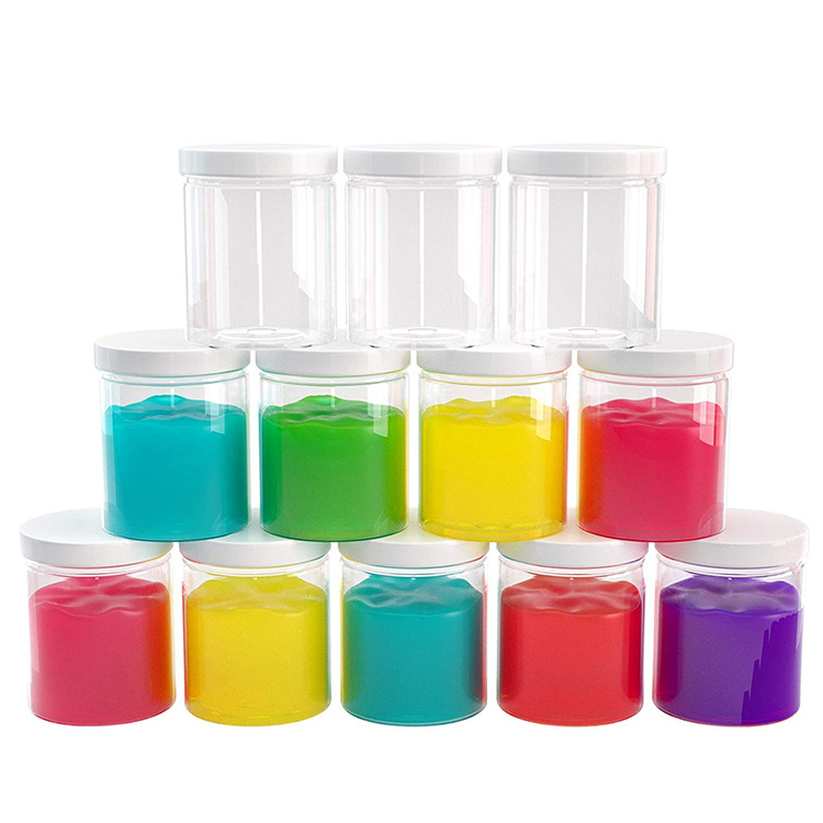 Food Grade Large Empty Slime Containers Clear Storage Plastic Jars with Lids and Labels