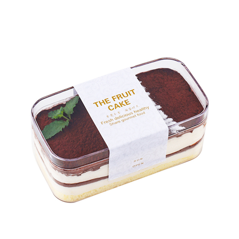 wholesale plastic tiramisu storage transparent square PS container for pastry packaging with lid