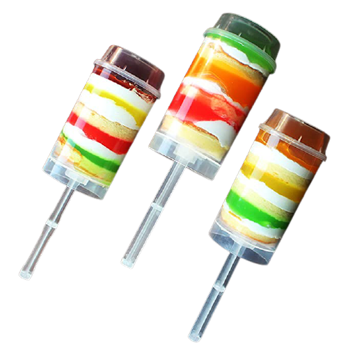 Confetti Poppers Clear Sticks Cake Pops Shooter Plastic Round Shape Push Cake Pop Sticks with Lids