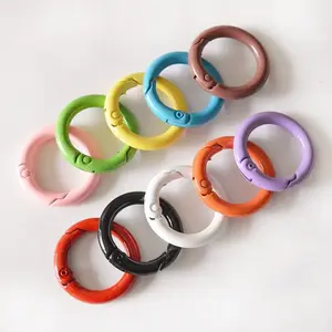 Candy Color Metal Ring Handbag Hardware O Ring Buckle Metal Round Spring Gate Circle Carabiner O Ring Hook Zinc Alloy Supply HC