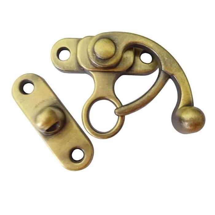 Oxhorn shape high quality vintage catch jewelry box latch box zinc alloy swing hook latch clasps box lock