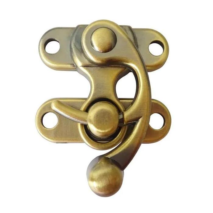 Oxhorn shape high quality vintage catch jewelry box latch box zinc alloy swing hook latch clasps box lock