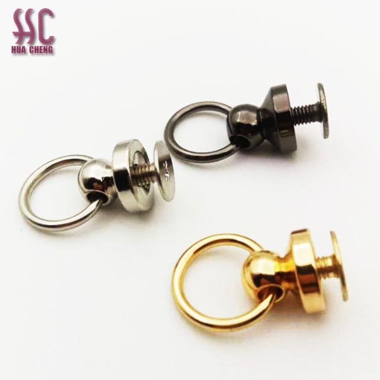 Factory price Nipple Nail Buckles with Screws Copper Bag Rivet for Bags Handbag Round Head Studs Screw Rings Buckle