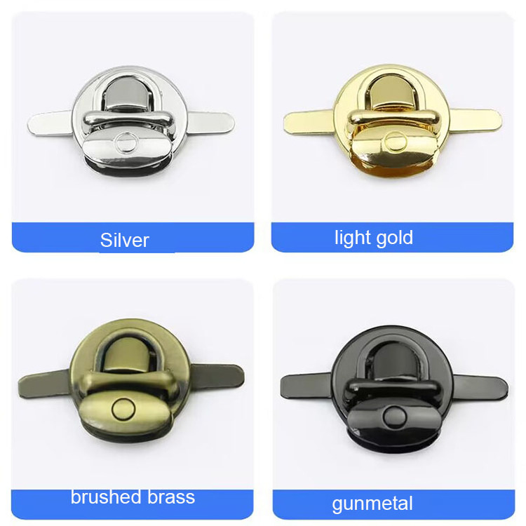 Wholesale Metal Push and Turn Lock Logo Color Custom Closures Bag Twist Locks Custom Design Press Handbag Lock Hardware for wall