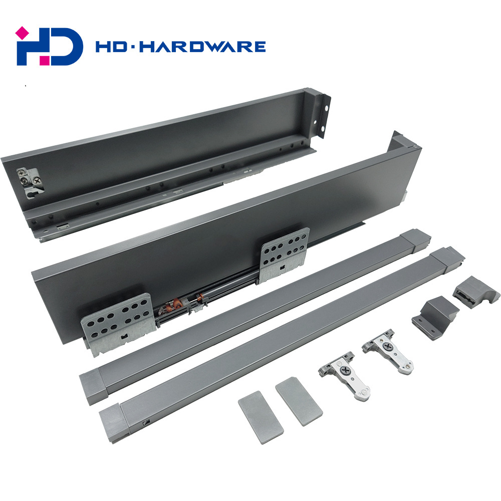 Cabinet drawer slides double wall soft closing metal tandem drawer for concealed drawer boxes