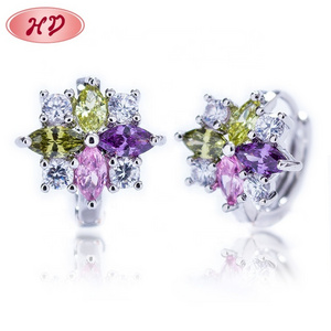 Guangzhou Earrings Aaa Big Clear Zircon Stone Fine Jewelry Gold Filled Gemstone Earrings With 18K Gold Plated